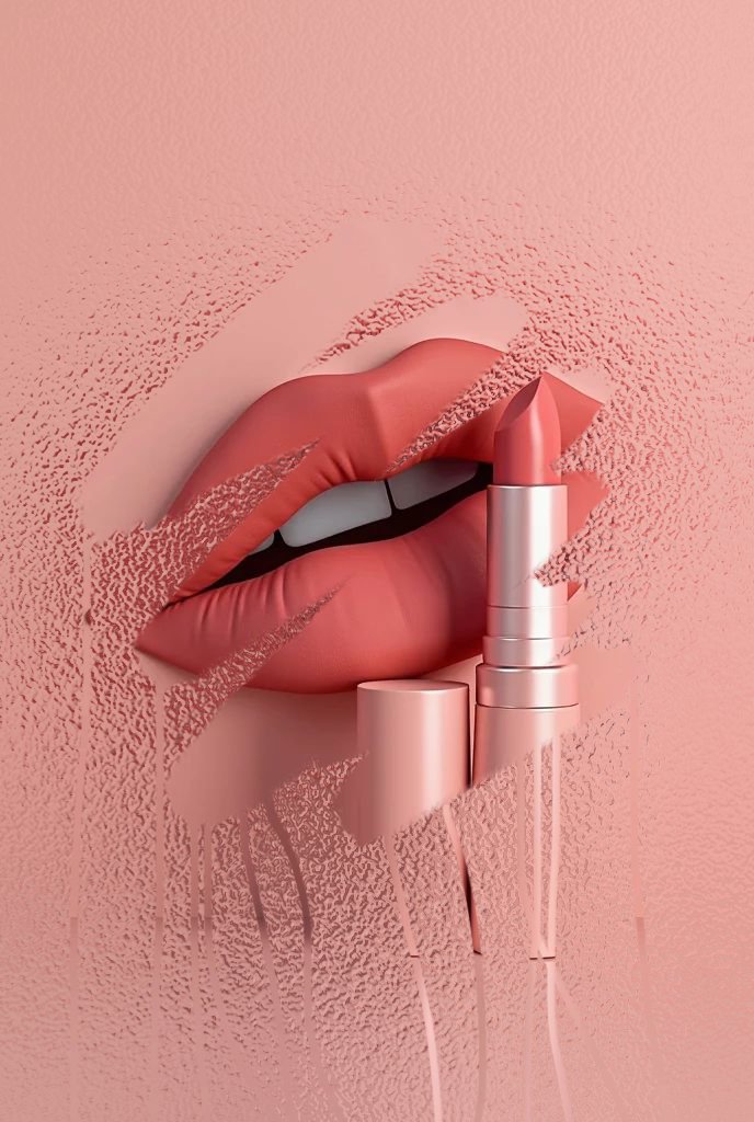 Lipstick product visual with a painted monochrome lips concept